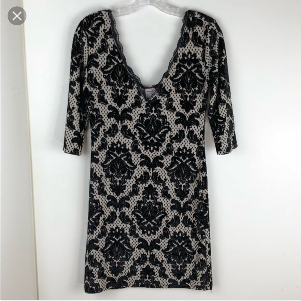 free people black & white velvet dress